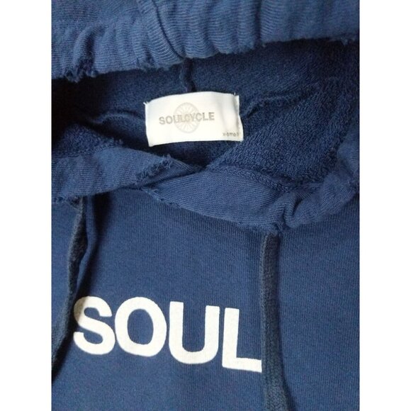 SOULCYCLE Womens Grinding Cropped Hoodie XS Distressed Navy Cotton Long Sleeve - Picture 5 of 11